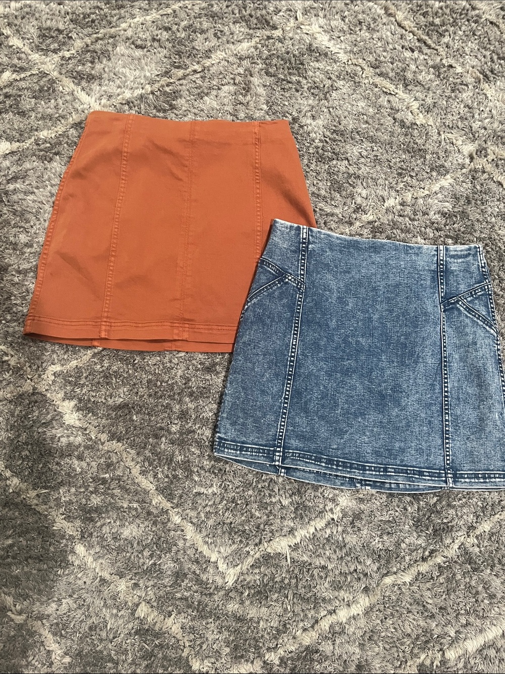 wild fable Rust Orange and Blue Denim Mini Skirt Set